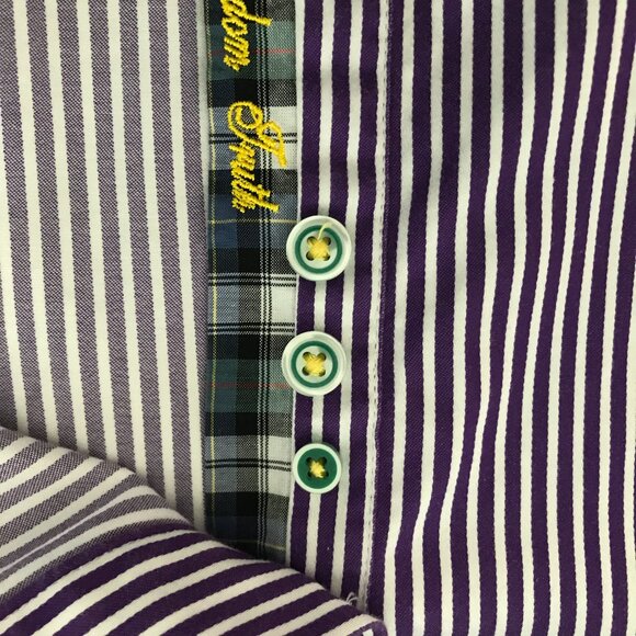 Robert Graham X Series Shirt Men L Purple Striped Button Up Long Sleeve - Picture 11 of 13